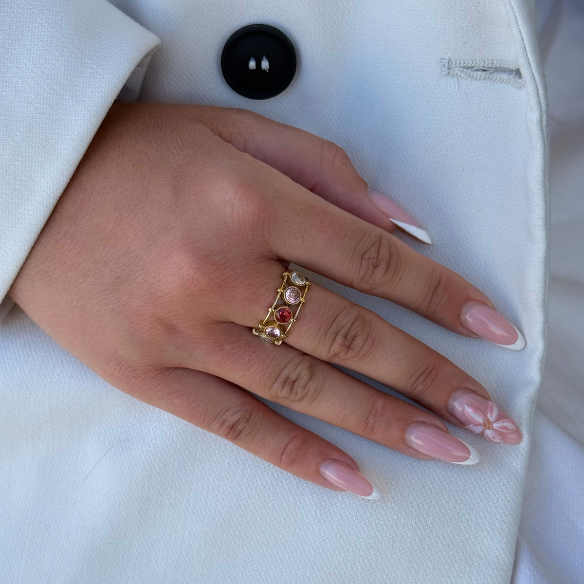Bague Couronne Rose