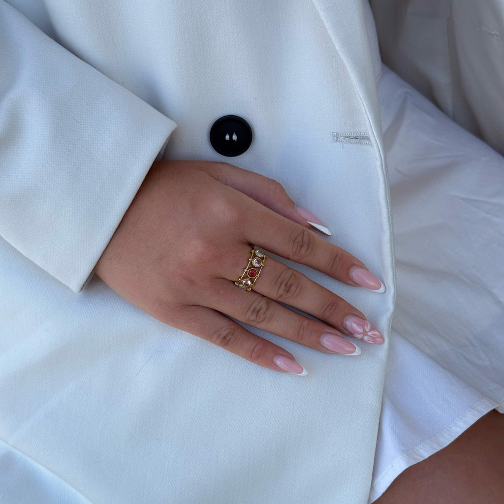 Bague Couronne Rose