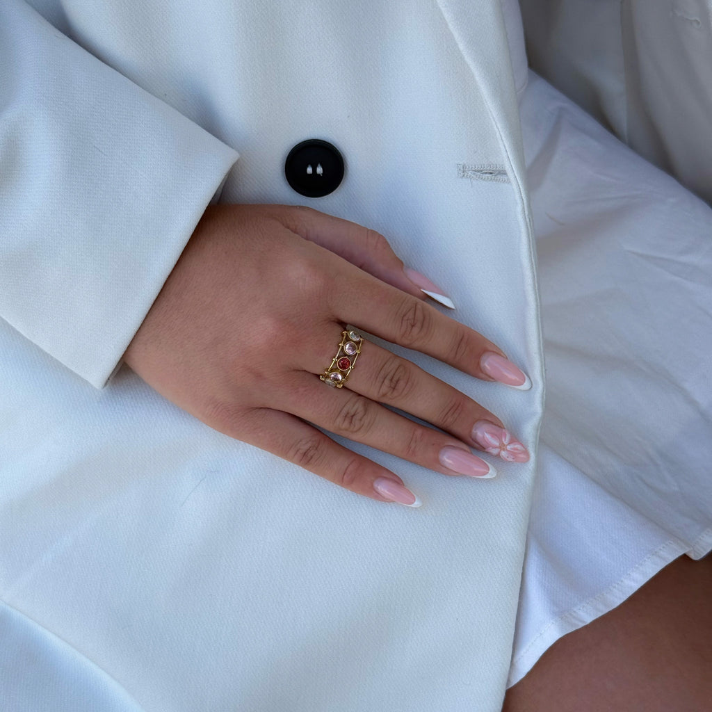 Bague Couronne Rose